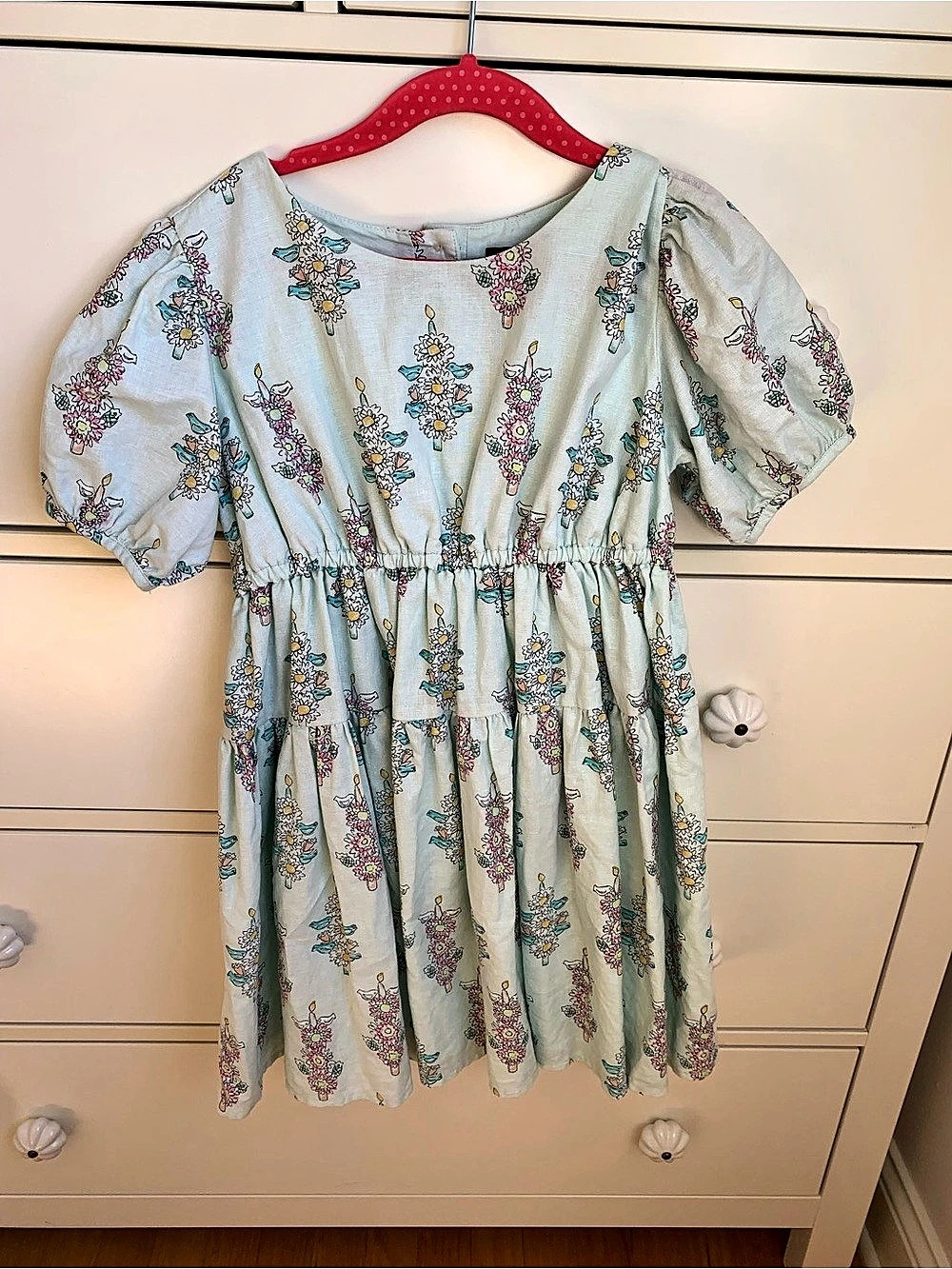 tea Floral Puff Sleeve Dress Size 7 Like New